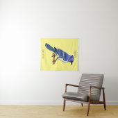 Blauwe cartoon wandkleed (In Situ (horizontaal))