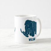 Blauwe Cartoon Wooly Mammoth, speciaal gepersonali Koffiemok (Voorkant rechts)