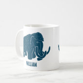 Blauwe Cartoon Wooly Mammoth, speciaal gepersonali Koffiemok (Voorkant links)