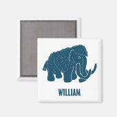 Blauwe Cartoon Wooly Mammoth, speciaal gepersonali Magneet (Voorkant / Achterkant)