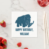 Blauwe Cartoon Wooly Mammoth, speciaal gepersonali Servet (Insitu)