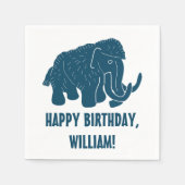 Blauwe Cartoon Wooly Mammoth, speciaal gepersonali Servet (Voorkant)