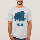Blauwe Cartoon Wooly Mammoth, speciaal gepersonali T-shirt (Voorkant)