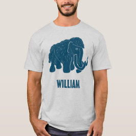 Blauwe Cartoon Wooly Mammoth, speciaal gepersonali T-shirt