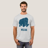 Blauwe Cartoon Wooly Mammoth, speciaal gepersonali T-shirt (Voorkant volledig)