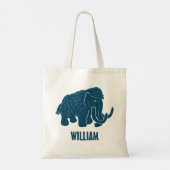 Blauwe Cartoon Wooly Mammoth, speciaal gepersonali Tote Bag (Achterkant)
