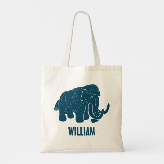 Blauwe Cartoon Wooly Mammoth, speciaal gepersonali Tote Bag (Achterkant)