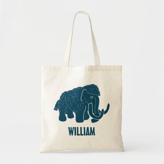 Blauwe Cartoon Wooly Mammoth, speciaal gepersonali Tote Bag (Voorkant)