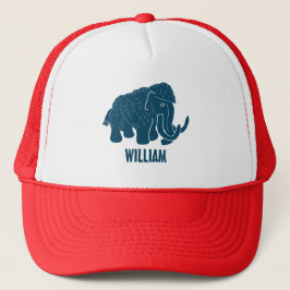 Blauwe Cartoon Wooly Mammoth, speciaal gepersonali Trucker Pet