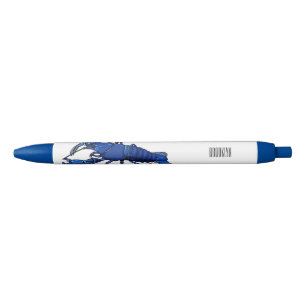 Blauwe cartoon zwarte inkt pen