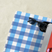 Blauwe cartoons tegen achtergrond strandlaken (In situ)