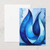 Blauwe Cascade Abstract Bedankkaart (Voorkant / Achterkant)