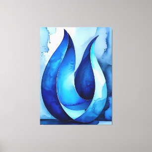 Blauwe Cascade Abstract Canvas Afdruk