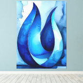 Blauwe Cascade Abstract Canvas Afdruk (Insitu (Houten vloer))