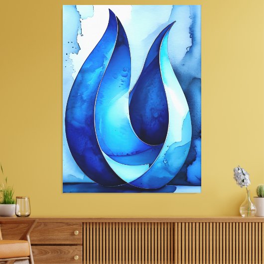 Blauwe Cascade Abstract Canvas Afdruk (Insitu (Woonkamer))