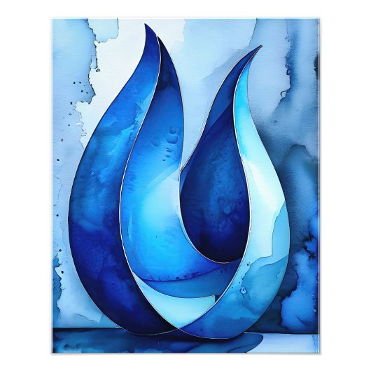 Blauwe Cascade Abstract Foto Afdruk (Voorkant)
