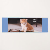 Blauwe "Cat Dad" Oranje kitten Yogamat (Voorkant (horizontaal))