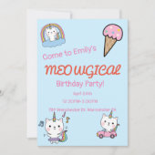 Blauwe caticorn meowgical verjaardag kaart (Voorkant)