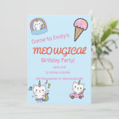 Blauwe caticorn meowgical verjaardag kaart (Staand voorkant)