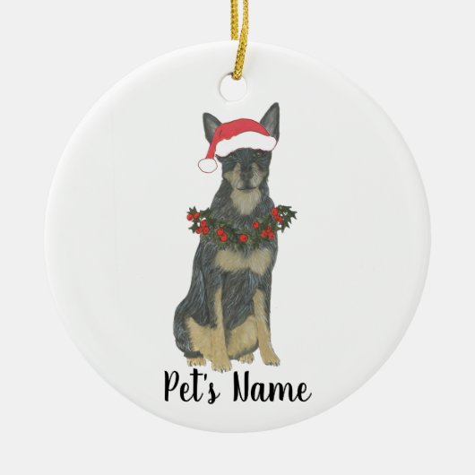 Blauwe Cattledog Heeler Kerstmis Keramisch Ornament (Voorkant)