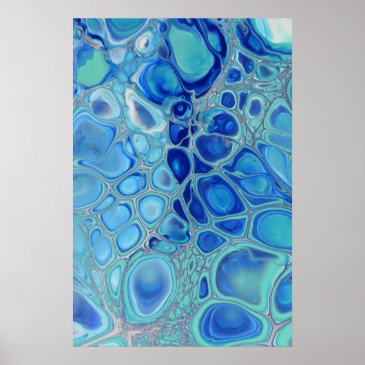 Blauwe Cellen Navy Vloeibare Abstracte Moderne Mar Poster (Voorkant)
