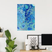 Blauwe Cellen Navy Vloeibare Abstracte Moderne Mar Poster (Thuiskantoor)