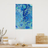 Blauwe Cellen Navy Vloeibare Abstracte Moderne Mar Poster (Keuken)
