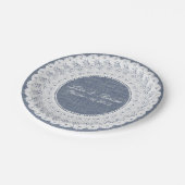 Blauwe chambray denim & kant op maat papier bord (Gekanteld)