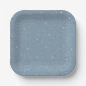 Blauwe chambray effect schattige eenvoudige polka papieren bordje (Voorkant)