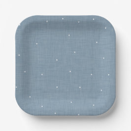 Blauwe chambray effect schattige eenvoudige polka papieren bordje