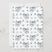 Blauwe champagne bloemen verlovingsfeest uitnodigi kaart (Achterkant)