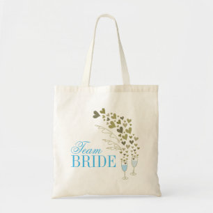 Blauwe champagne Cheers Chic Team Bride Bridal Tote Bag