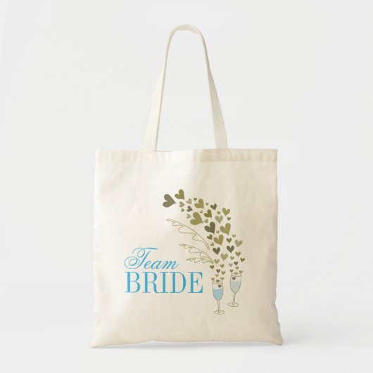 Blauwe champagne Cheers Chic Team Bride Bridal Tote Bag (Voorkant)