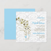 Blauwe champagne Cheers Golden Hearts Vrijgezellen Kaart (Voorkant / Achterkant)