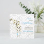 Blauwe champagne Cheers Golden Hearts Vrijgezellen Kaart (Staand voorkant)