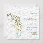 Blauwe champagne Cheers Golden Hearts Vrijgezellen Kaart (Voorkant)