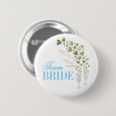 Blauwe champagne Cheers & Hearts Team Bride Weddin Ronde Button 5,7 Cm (Voorkant /achterkant)