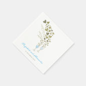 Blauwe champagne juicht gouden harten huwelijksfee servetten (Hoek)