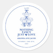 Blauwe Champagne Toren Niets Gewoons Gewoon Liefde Ronde Sticker (Voorkant)