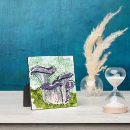 Blauwe champignons met deklaag of waterverf fotoplaat