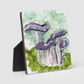 Blauwe champignons met deklaag of waterverf fotoplaat (Voorkant)