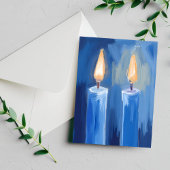 Blauwe Chanoeka kaarsen Feestdagenkaart