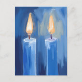 Blauwe Chanoeka kaarsen Feestdagenkaart (Voorkant)