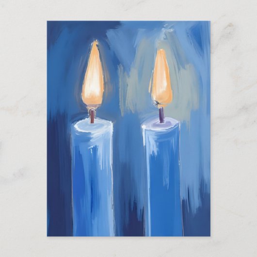 Blauwe Chanoeka kaarsen Feestdagenkaart (Voorkant)