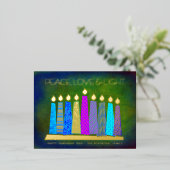 Blauwe Chanoeka Kaarsen Vrede Liefde Licht Echt Go Folie Feestdagen Briefkaart (Staand Voorkant)