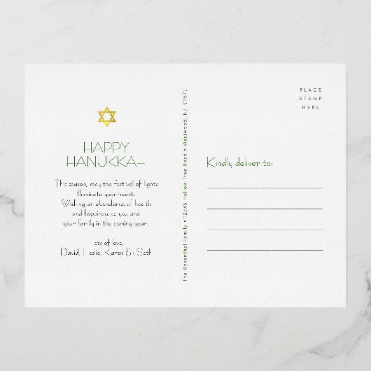 Blauwe Chanoeka Kaarsen Vrede Liefde Licht Echt Go Folie Feestdagen Briefkaart (Achterkant)