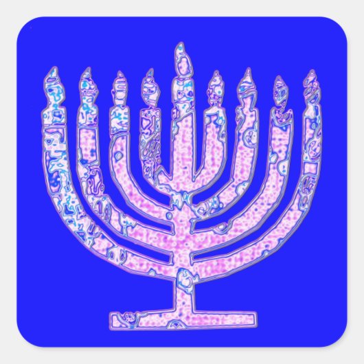 Blauwe Chanoeka Menorah 4Ruth Vierkante Sticker (Voorkant)