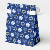 Blauwe Chanoeka Menorah Dreidel Schattigee Custom  Bedankdoosjes (Achterkant)