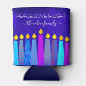 Blauwe Chanoeka Menorah Kaars Vrede Liefde Licht N Blikjeskoeler (Achterkant)