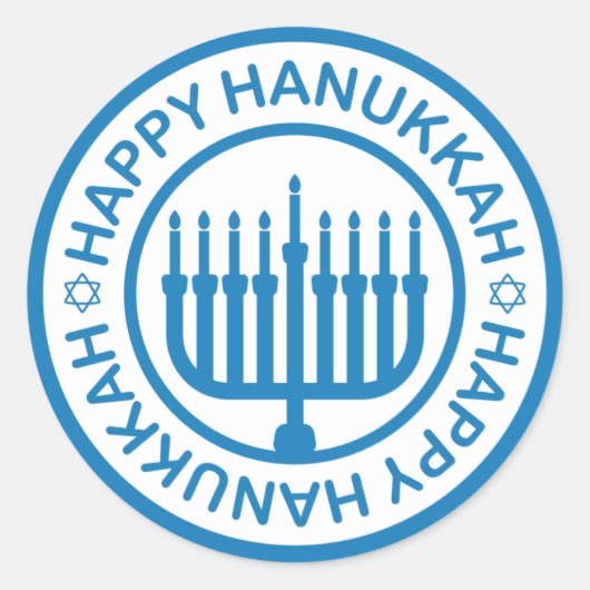 Blauwe Chanoeka Menorah Sticker (Voorkant)